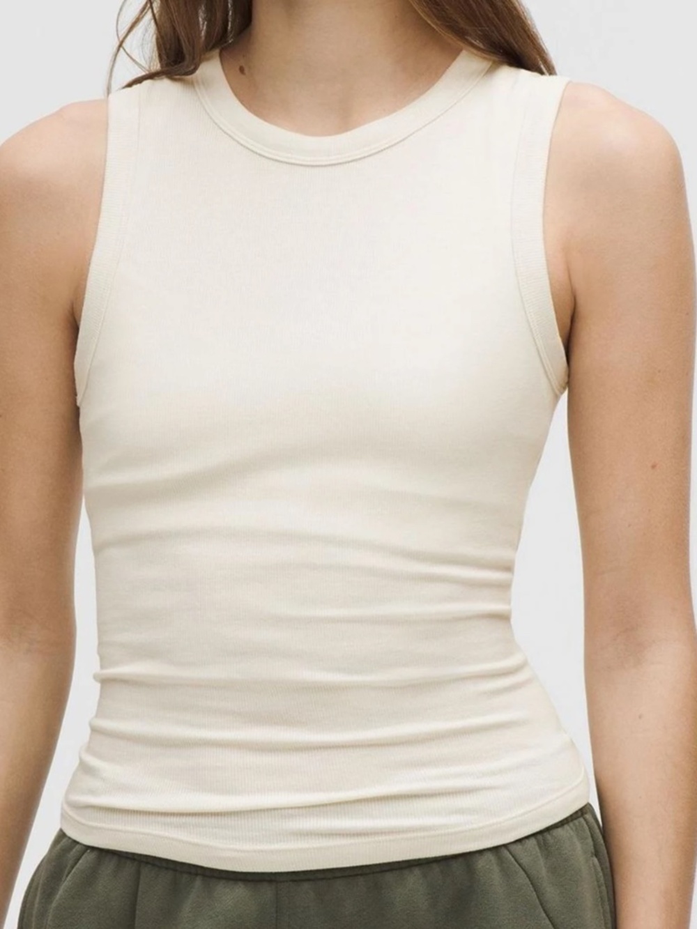 🍋 lululemon Hold Tight Crewneck Tank Top Waist Length light ivory size 10